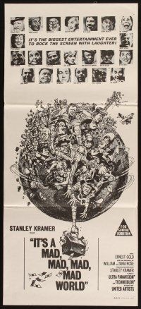 2d665 IT'S A MAD, MAD, MAD, MAD WORLD Aust daybill R70s art of entire cast on Earth by Jack Davis!