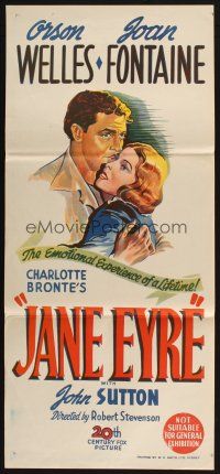 2d668 JANE EYRE Aust daybill '44 art of Orson Welles as Edward Rochester & Joan Fontaine as Jane!