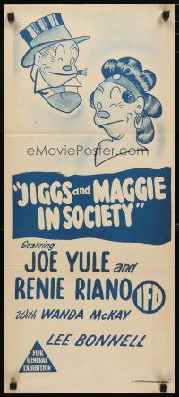 2d671 JIGGS & MAGGIE IN SOCIETY Aust daybill '48 great cartoon art by George McManus!