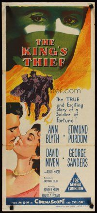 2d681 KING'S THIEF Aust daybill '55 Ann Blyth, Edmund Purdom, cool stone litho!