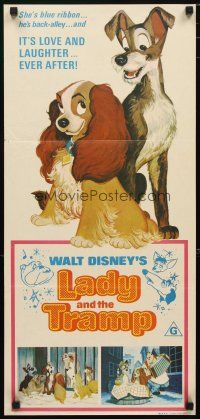 2d684 LADY & THE TRAMP Aust daybill R75 Disney canine classic cartoon, includes spaghetti scene!
