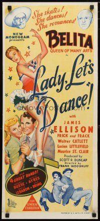 2d687 LADY LET'S DANCE Aust daybill '44 super sexy Belita skates, dances & romances James Ellison!