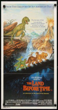2d690 LAND BEFORE TIME Aust daybill '88 Steven Spielberg, George Lucas, Bluth, dinosaur cartoon!