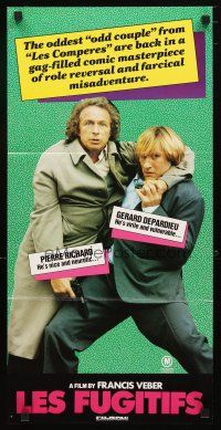 2d699 LES FUGITIFS Aust daybill '86 vulnerable Gerard Depardieu & neurotic Pierre Richard!