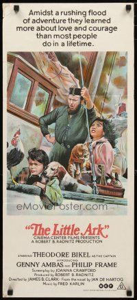 2d708 LITTLE ARK Aust daybill '72 cool artwork of Theodore Bikel & family on ship escaping flood!
