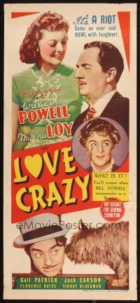 2d717 LOVE CRAZY Aust daybill '41 William Powell, Myrna Loy, come on over and howl with laughter!