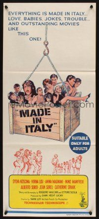 2d726 MADE IN ITALY Aust daybill '67 art of Sylva Koscina, Virna Lisi & Anna Magnani in a crate!