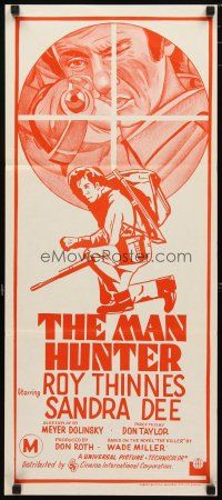 2d743 MANHUNTER Aust daybill '72 Roy Thinnes, Sandra Dee, deadliest animal on Earth!