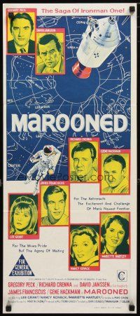 2d748 MAROONED Aust daybill '69 Gregory Peck & Gene Hackman, great cast & rocket art!