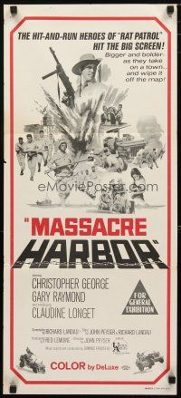 2d751 MASSACRE HARBOR Aust daybill '68 hit & run heroes from TV's Rat Patrol on big screen!