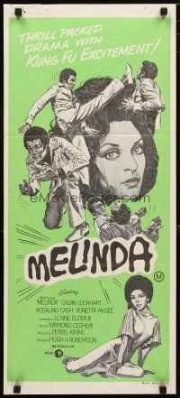 2d761 MELINDA Aust daybill '72 sexy Vonetta McGee, packed with drama & kung fu excitement!