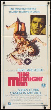 2d766 MIDNIGHT MAN Aust daybill '74 Burt Lancaster, naked woman strangled by tape!