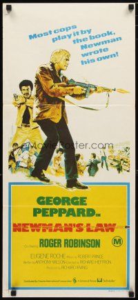2d808 NEWMAN'S LAW Aust daybill '74 most cops play by the book, George Peppard writes his own!