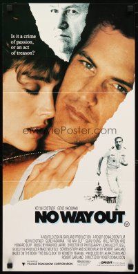 2d814 NO WAY OUT Aust daybill '87 close up of Kevin Costner & Sean Young, Gene Hackman