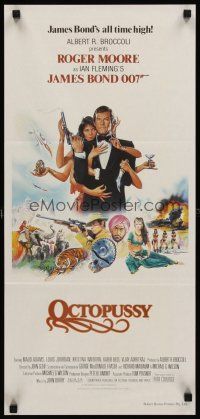 2d822 OCTOPUSSY Aust daybill '83 art of Maud Adams & Roger Moore as James Bond by Daniel Gouzee!