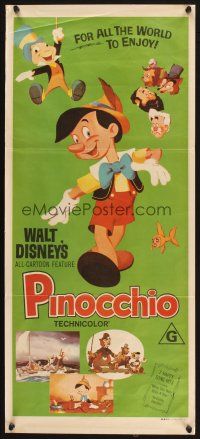 2d849 PINOCCHIO Aust daybill R70s Disney classic fantasy cartoon about wooden boy wanting to be real