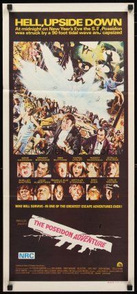 2d859 POSEIDON ADVENTURE Aust daybill '72 Gene Hackman & Stella Stevens escaping by Mort Kunstler!