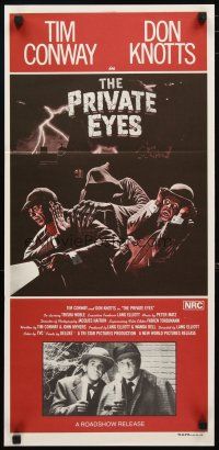 2d868 PRIVATE EYES Aust daybill '80 cool Gary Meyer art of Tim Conway & Don Knotts!