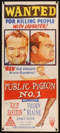 2d869 PUBLIC PIGEON NO 1 Aust daybill '56 great stone litho of Red Skelton & sexy Vivian Blaine!