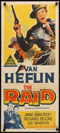 2d876 RAID Aust daybill '54 art of Van Heflin in Civil War uniform, Anne Bancroft, Richard Boone