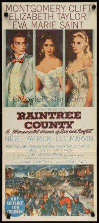 2d878 RAINTREE COUNTY Aust daybill '57 Montgomery Clift, Elizabeth Taylor & Eva Marie Saint!