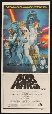 2d915 STAR WARS Aust daybill '77 George Lucas classic sci-fi epic, art by Tom William Chantrell!
