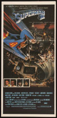 2d923 SUPERMAN II Aust daybill '81 Christopher Reeve, Terence Stamp, cool art by Daniel Goozee!