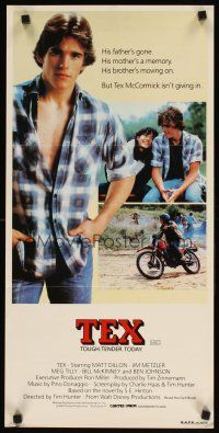 2d934 TEX Aust daybill '82 young Matt Dillon, Meg Tilly & Emilio Estevez, from S.E. Hinton's novel!