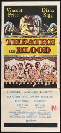 2d938 THEATRE OF BLOOD Aust daybill '73 great art of puppet masters Vincent Price & Diana Rigg!