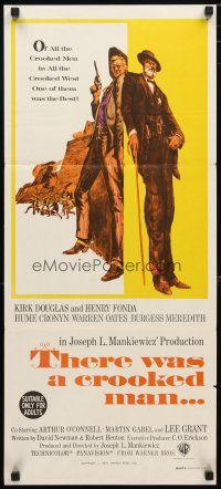 2d939 THERE WAS A CROOKED MAN Aust daybill '70 cool art of Kirk Douglas & Henry Fonda!