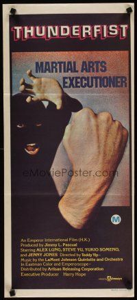 2d944 THUNDERFIST Aust daybill '73 great image of the masked martial arts executioner!