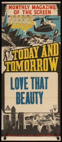 2d947 TODAY & TOMORROW stock Aust daybill '40s cool newsreel stone litho, Love That Beauty!
