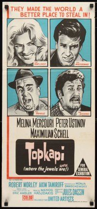 2d950 TOPKAPI Aust daybill '64 Melina Mercouri, Peter Ustinov, Maximilian Schell, Robert Morley