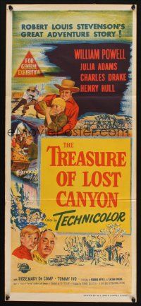 2d954 TREASURE OF LOST CANYON Aust daybill '52 William Powell in Robert Louis Stevenson adventure!