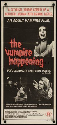 2d964 VAMPIRE HAPPENING Aust daybill '71 beautiful woman with bizarre taste, adult vampire film!