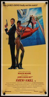 2d967 VIEW TO A KILL Aust daybill '85 art of Roger Moore as James Bond 007 by Daniel Goozee!