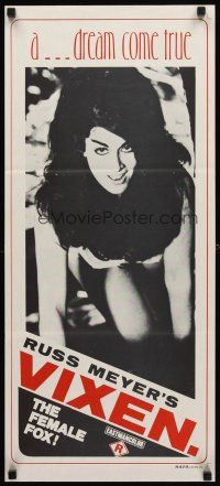 2d968 VIXEN Aust daybill '68 classic Russ Meyer, sexy Erica Gavin, a dream come true!
