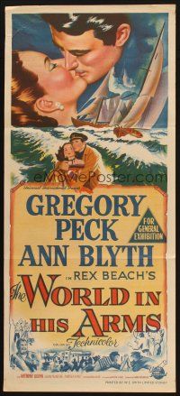 2d988 WORLD IN HIS ARMS Aust daybill '52 Gregory Peck, Ann Blyth, from Rex Beach novel!