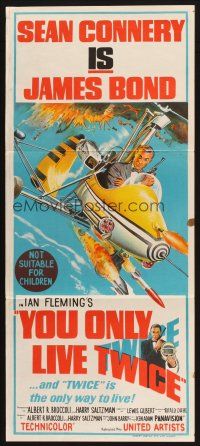 2d994 YOU ONLY LIVE TWICE Aust daybill '67 stone litho of Sean Connery as James Bond in gyrocopter!