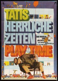 2d008 PLAYTIME German 33x47 '68 different Pankarz artwork of Jacques Tati as Monsieur Hulot!