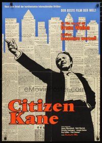 2d071 CITIZEN KANE German '62 Orson Welles classic, rare first release, cool newspaper background!