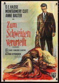 2d090 I CONFESS German R54 Alfred Hitchcock, Wendt art of Montgomery Clift & Anne Baxter!