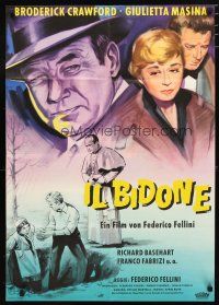 2d118 SWINDLE German '57 Federico Fellini's Il Bidone, art of Broderick Crawford, Giulietta Masina