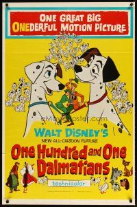 2e031 ONE HUNDRED & ONE DALMATIANS 1sh '61 most classic Walt Disney canine family cartoon!