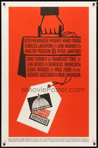 2e046 ADVISE & CONSENT 1sh '62 Otto Preminger, classic Saul Bass Washington Capitol artwork!