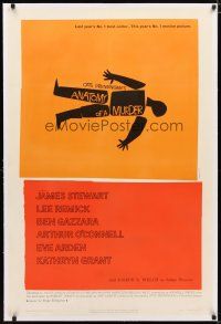 2e058 ANATOMY OF A MURDER linen 1sh '59 Otto Preminger, classic Saul Bass dead body silhouette art!