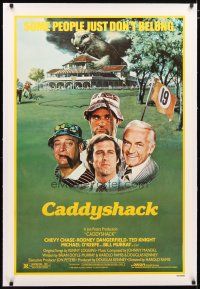 2e100 CADDYSHACK linen 1sh '80 Chevy Chase, Bill Murray, Rodney Dangerfield, golf comedy classic!