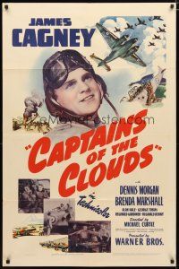 2e009 CAPTAINS OF THE CLOUDS 1sh '42 pilot James Cagney, cool art of World War II airplanes!