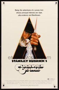 2e113 CLOCKWORK ORANGE linen 1sh '72 Stanley Kubrick classic, Philip Castle art of McDowell!