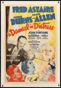 2e124 DAMSEL IN DISTRESS linen 1sh '37 Fred Astaire, Joan Fontaine, George Burns & Gracie Allen